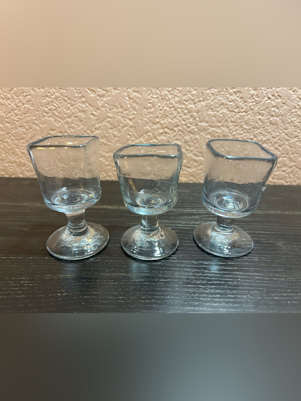 3 Vintage Small Cordial Liqueur Glasses Square